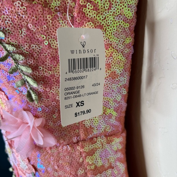 Windsor Strapless Floral Orange Pink Sequin Formal Dress Nwt - Picture 13 of 16
